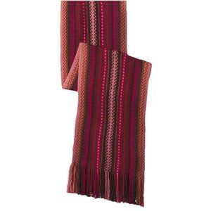 Smartwool Women Striped Wool Scarf Fringe Meadow Line‎ Canyon Rose Pink Size OS
